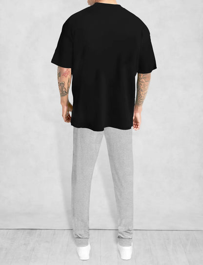 mens tracksuit - oversized tshirt and black jogger