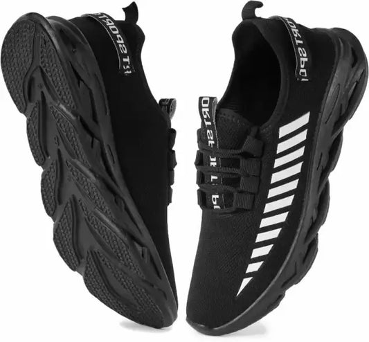 Premium Sports Shoes Lightweight & Fit Running,Training & Gym Party Wear For Men (Black)