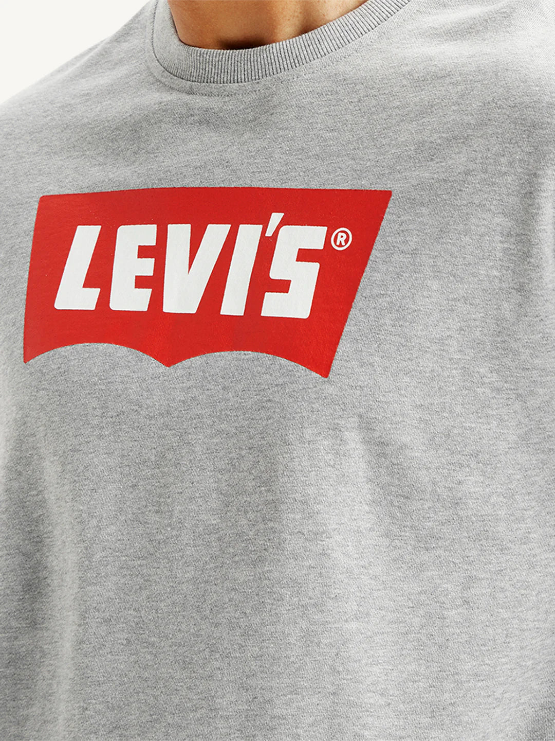 Levis Men's Brand Logo Grey Crew Neck Sweatshirt