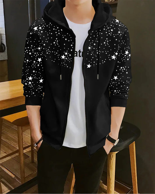 Star Printed Black Jacket