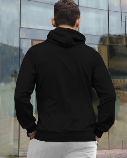 Plain Sweatshirt Black Side Pockets with Hood