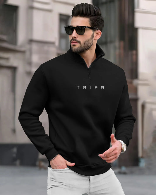 PLAIN NAVY BLUE MEN REGULAR FIT CASUAL SWEATSHIRT