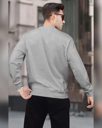 PLAIN GREY MEN REGULAR FIT CASUAL SWEATSHIRT