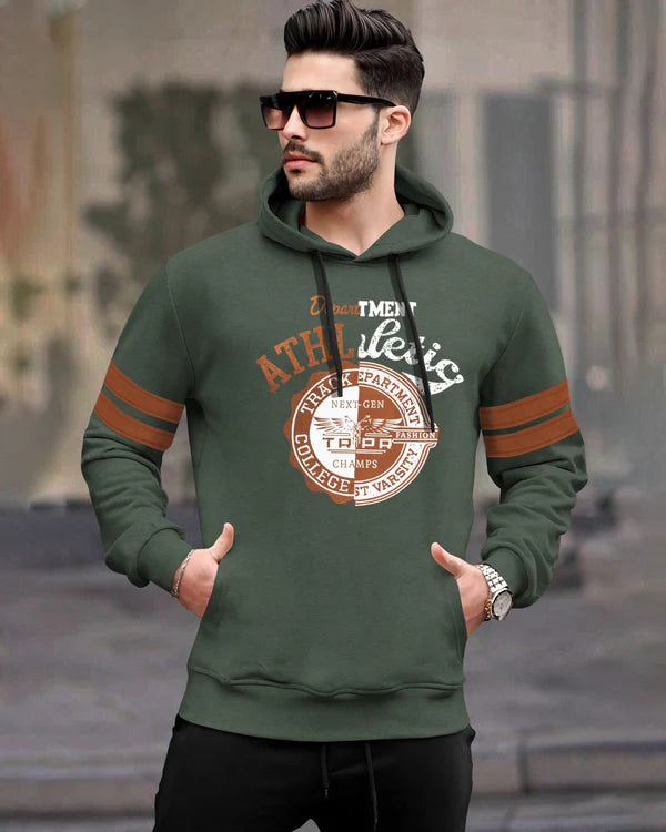 Men Full Sleeve hooded Sweatshirt / Olive Green