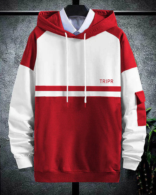 men hooded White-red Sweatshirt