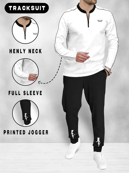 mens tracksuit FULL SLEEVE - WHITE BLACK