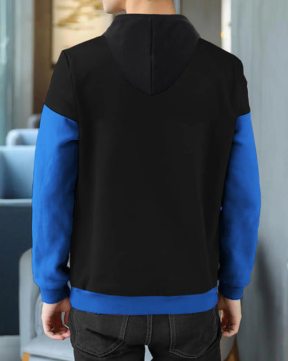 men Black Royal Blue Hoodie T-shirt