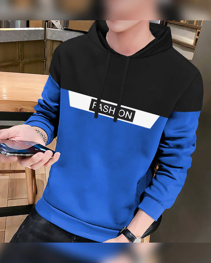 men Black Royal Blue Hoodie T-shirt